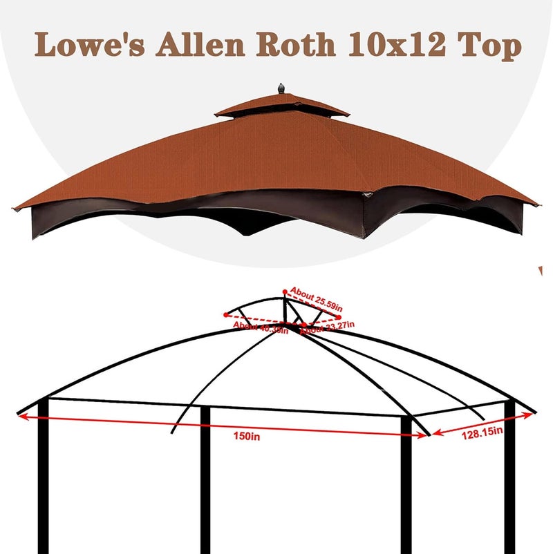SCOCANOPY Ripstop Rust Red Ripstop Replacement Top for Lowe's Allen Roth 10X12 Gazebo Model #GF-12S004B-1/ GF-12S004BTO - Image 3